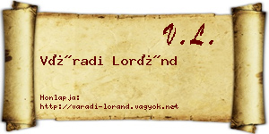 Váradi Loránd névjegykártya